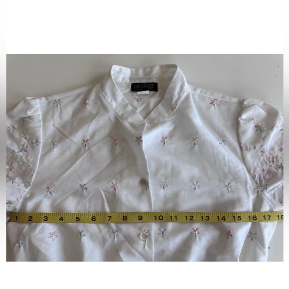 Vintage 90s Desiree Prairie Boho Cottage Core Lace Embroidered Jumpsuit Romper - Picture 9 of 16